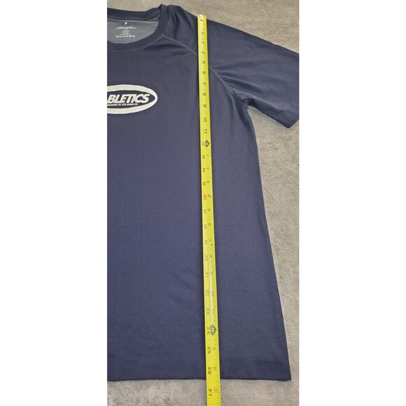 Fabletics Sz L Shirt Mens Athletic Short Sleeve Workout Gym Stretch Blue C9-6 - Picture 3 of 7